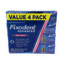 Fixodent Advanced Max Hold Denture Adhesive, 2.2 Ounce (Pack of 4)