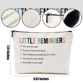 Inspirational Motivational Gifts Makeup Bag, Mental Health Gifts Little Reminders for Women Cosmetic Bags Makeup Pouch, Daily Affirmations for Women Girls Friends