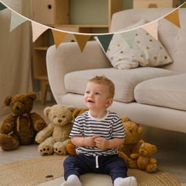 Bunting Children's Room Decoration, Baby Room Decoration Boy, Bunting Muslin Cotton Fabric Bunting, Baby Room Garland Fabric, House Bed Decoration Girls Boys Bunting Hanging for House Bed/Wall