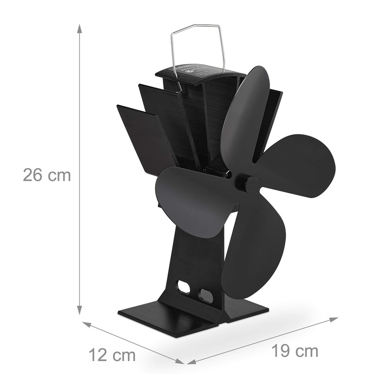 Relaxdays Stove Fan No Electricity, Low Noise for Fireplace &