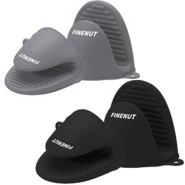 Mini Silicone Oven Mitts 4PCS(2 Pairs) - Non-Toxic Heatproof Cooking Gloves for Grill/Pizza Stone/Air Fryer, Lightweight Non-Slip Compact for Camping/Baking, Dishwasher Safe Kitchen Mitts