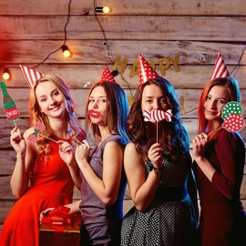Pack of 35 Christmas Photo Props, Photo Box Accessories for Christmas, New Year, New Year's Eve, Christmas Photo Booth Props, Table Decoration, Birthday Party Accessories
