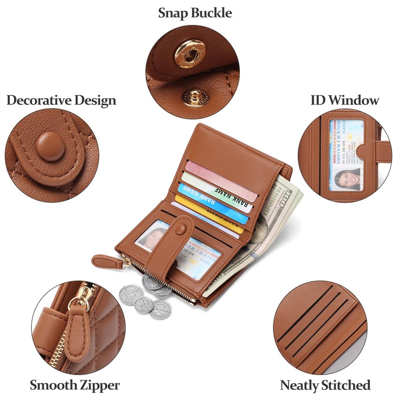 GAEKEAO Small Wallet for Women Bifold Leather RFID Blocking Credit