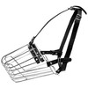 Dog Chrome Metal Muzzles Wire Basket Adjustable Leather Straps German