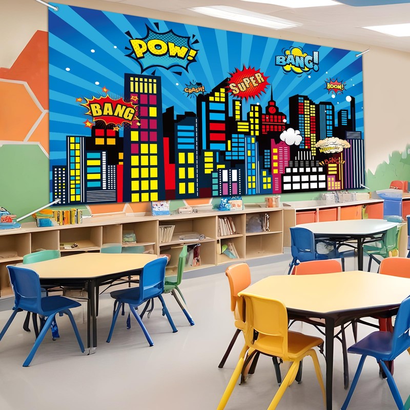 Large Super Theme Hero Party Backdrop Decoration 10x6ft One-piece Inspirational