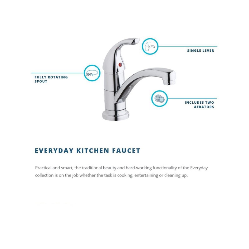 Elkay Everyday LK1500CR Single Hole Deck Mount Kitchen Faucet with