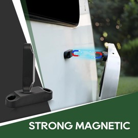 RVGUARD RV Magnetic Baggage Door Catch, RV Magnetic Door Holder to Keep Door Open, RV Storage Door Latch for RV, Trailer, Camper (Black 2 Pairs)
