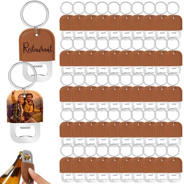 Maxcheck Dye Leather Bottle Opener Keychain Sublimation Beer Steel Bottle