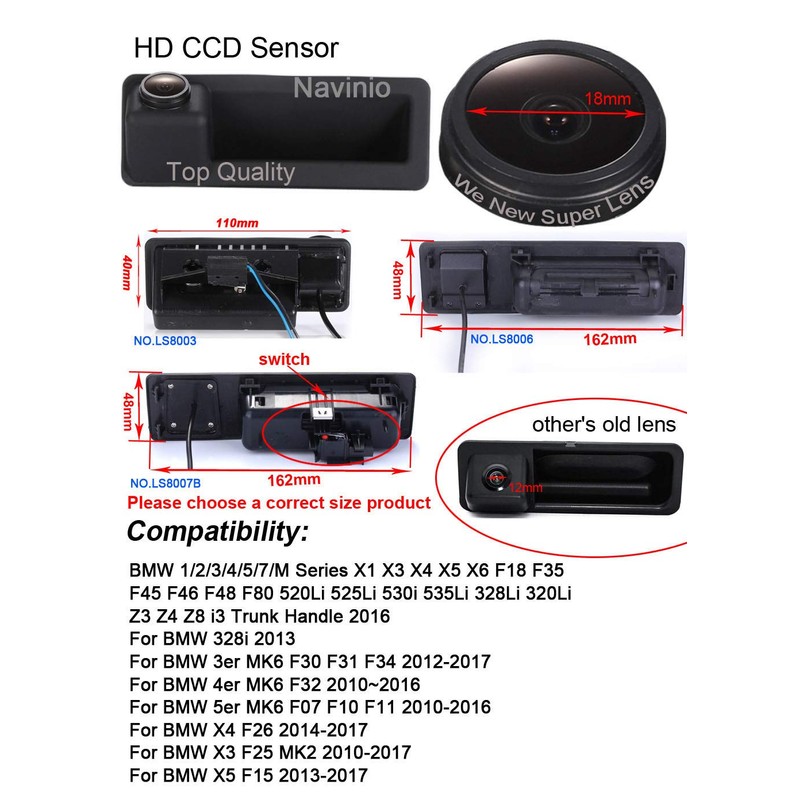 Vehicle Rear View Trunk Handle Camera Back for 3 5