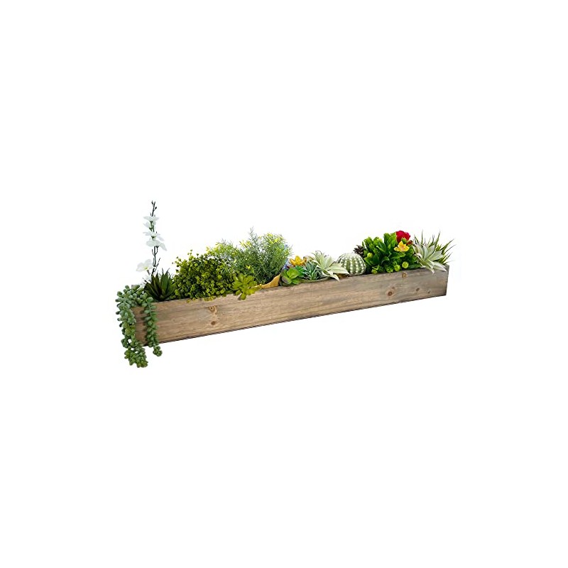 CYS EXCEL Rectangle Wood Planter Box with Removable Plastic Liner