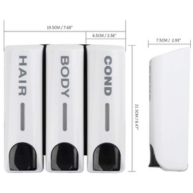 ILIKEPOW Soap Dispenser for Shower Gel Shampoo Conditioner Wall Mount Triple White