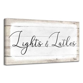 Crafted Creations Beige and White 'Lights and Latles II' Rectangular Canvas Wall Art Decor 8" x 16"
