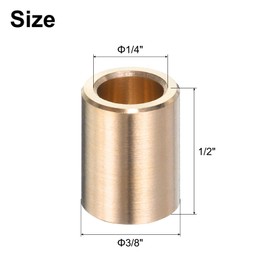 uxcell 2pcs Sleeve Bearings 1/4" Bore x 3/8" OD x 1/2" Length Self-Lubricating Brass Bushing
