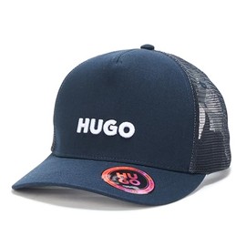 HUGO, Small Logo Trucker Hat, Blue Marine, One Size