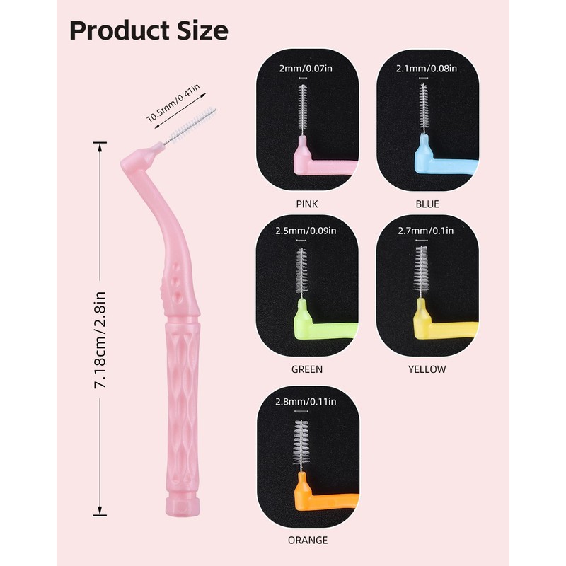 YEERSUO 50 Pieces Interdental Brushes, Interdental Brushes for Interdental and