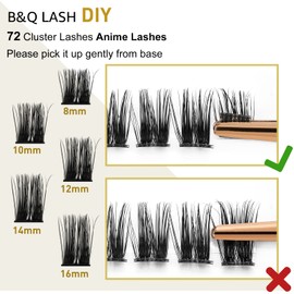 Lash Clusters B45 D Curl 8-16MIX DIY Lash Extensions 72 Clusters Lashes C D Curl B&Q LASH Wispy Volume Lashes Eyelash Clusters Extensions Individual Lashes Cluster DIY at Home (B45,D-8-16MIX)