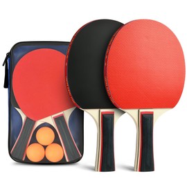 Flintronic Table Tennis Set, Table Tennis Bat, 2 Table Tennis Bats + 3 Table Tennis Balls, Ping Pong Set, Table Tennis Bat Set with Carry Bag for Beginners and Advanced, Families and Professionals