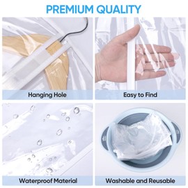 BALEINE 48'' Clear Garment Bags, 2 Packs PEVA Dress Bag for Closet Clothes Dresses Suit Coats Storage (Clear, 2PK)