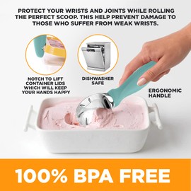 ROYALTEC Ice Cream Scoop, Dish Washer Safe Ice Cream Spoon for Hard ice Cream with a Comfortable Grip Handle, Sturdy and Durable Design (Mint)