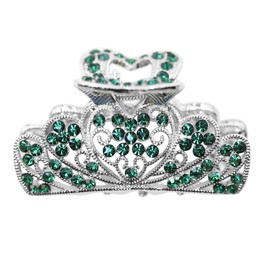 Faship Gorgeous Green Rhinestone Crystal Floral Hair Claw Clips