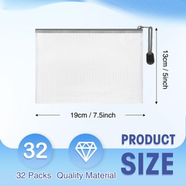 Jetec 32 Pcs Mesh Zipper Bags Toy Storage Bikini Organizer Bags Waterproof Zipper Pouches Reusable Puzzle Pouch Multipurpose for Organizing Storage Office(Grey,7.5 x 5 Inch)