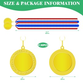 Yauhar Gold Silver Bronze Blank Award Medals with Neck Ribbons, 1st 2nd 3rd Metal Winner Prize Participation Trophy Make Your Own Medals for Competitions Sports Games Party Favors (Gold)