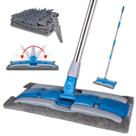 BITOPE Microfiber Dust Mop with Rotatable Flat Head, Professional Wet Dry Floor Mop with Extendable Handle and Washable Pads for Wood, Tile, Vinyl, Laminate, Marble, Hard Surface, 54"
