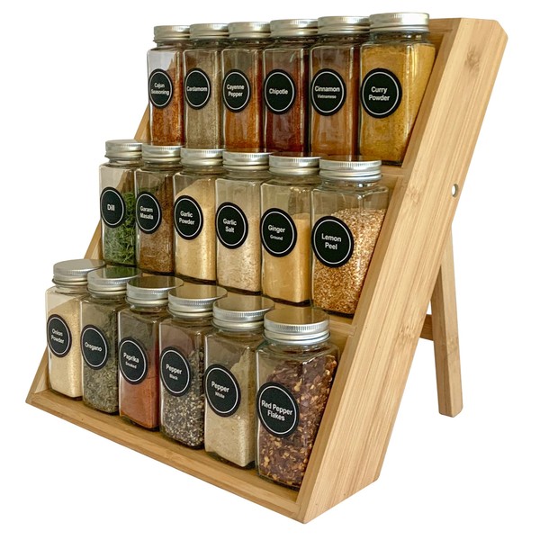 Pacific Moon Tree Bamboo Spice Rack and Organizer, 3-tier Seasoning