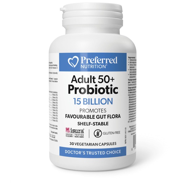 Preferred Nutrition Adult 50+ Probiotic 15 Billion, 30 vegetarian capsules,