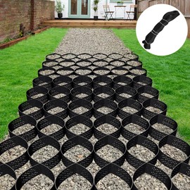 4" Thick Groud Grid Geo Grid for Gravel 9ft x 17ft, Geocell for Driveway Walkway with1885 LBS Per Sq Strength, Foldable and Expandable Stabilization System for DIY Patio, Pathways, Slopes & Gardens