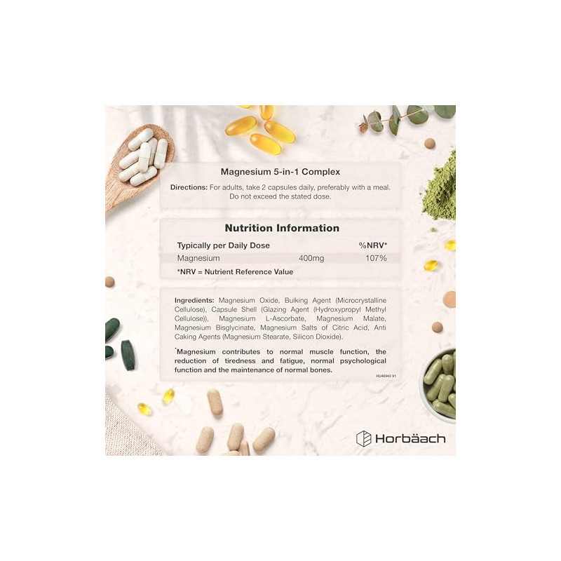 Magnesium Glycinate 5-in-1 Complex | Bisglycinate, Citrate, Malate, Oxide &