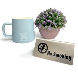 2 Pcs Stainless Steel No Smoking Sign Tent Card Do Not Smoke Table Board Restaurant Hotel Non-Smoking Desk Logo Indicator