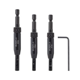 Gunpla 3-Piece HSS Hinge Drill Bit Set, Self-Centering Hole Drill, Spring Loaded Tools for Hinges, Handles, Drawers, Wooden Door, Window, Cabinet, Woodworking 3/32" 7/64" 9/16"