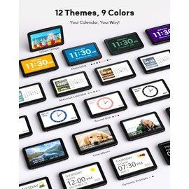 Digital Calendar Day Clock with 20 Alarms, 20 Reminders, 12 Display Themes, 18 Alarm Sounds, Custom Brightness, 7 Inch Large Display Digital Clock – Ideal for Seniors & Kids