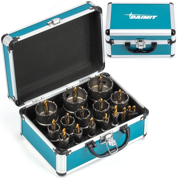 DAIMIT 19Pcs TCT Hole Saw Kit, 9/16"-2-3/8" Heavy-Duty Tungsten Carbide