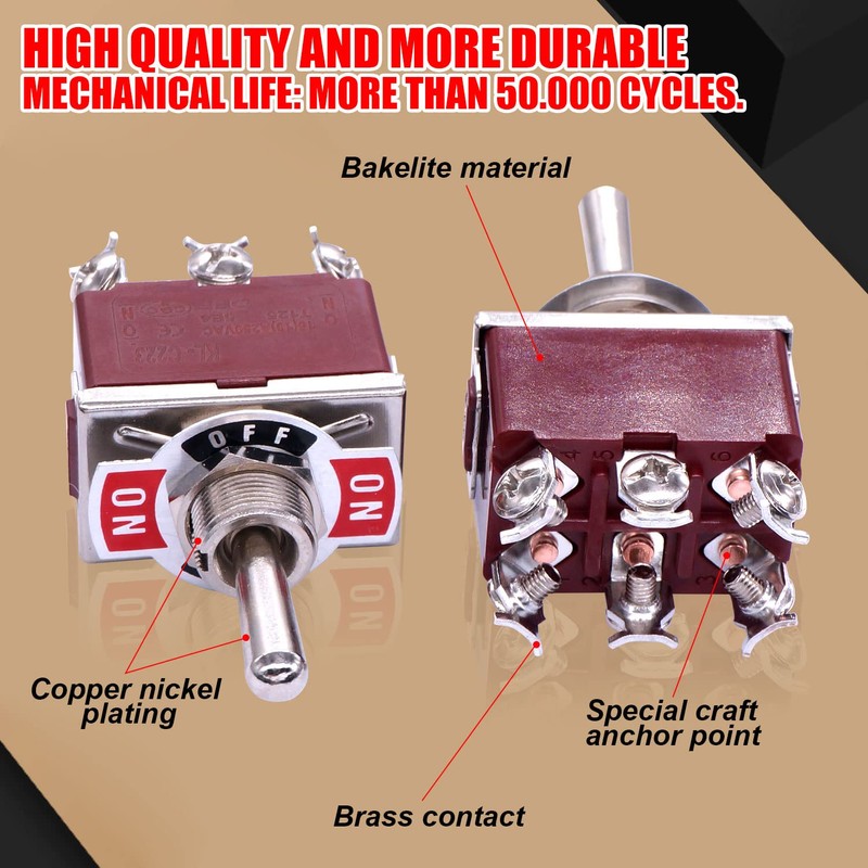 Twidec/3Pcs Waterproof Heavy Duty Toggle Switch 12V DC 30A DPDT