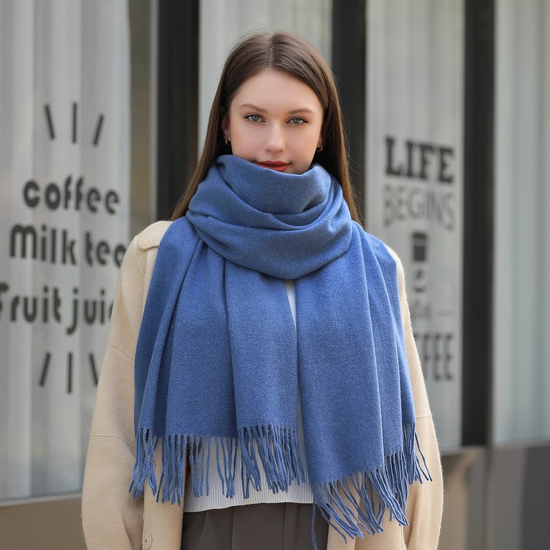 Masada Women's Winter Scarf, Warm and Soft Scarf, blue