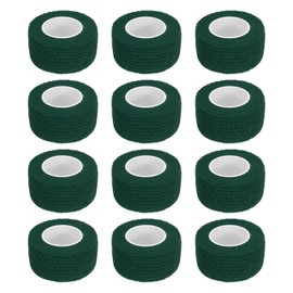 MECCANIXITY 12 Pack Elastic Cohesive Bandage Wrap 1 Inch x 5 Yards Breathable Self Adhesive Athletic Tape Roll Deep Green for Sports Wrist Ankle Support