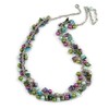 Avalaya Statement Glass, Nugget Silver Tone Chain Necklace in (Multicoloured)