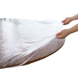 Clear Round Vinyl Fitted Tablecloth,114-140cm Waterproof Oilcloth Heavy Duty Elasticized Table Cover,Elastic Edge Design Plastic Tablecloth Protector Indoor Outdoor Patio