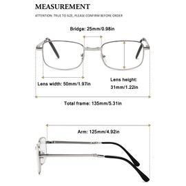 VEVESMUNDO Folding Reading Glasses Lightweight Rectangular Metal Frame Pocket Foldable Readers with Case