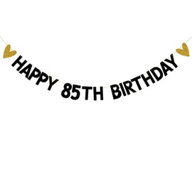 HAPPY 85TH BIRTHDAY Banner,Pre-Strung,Black Paper Glitter Party Decorations for 85 Years Old 85TH Birthday Party Supplies Letters Black ZHAOFEIHN