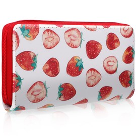 SAFIGLE Strawberry Wallet Kawaii Wallet for Girls Large Capacity Card Holder Closure for Daily Use