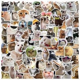 Pack of 100 Funny Meme Sticker Set, Cat Meme Stickers, Waterproof Vinyl Stickers for Car, Laptop, Skateboard, Bicycle, Moped Computer, Suitable for Adults