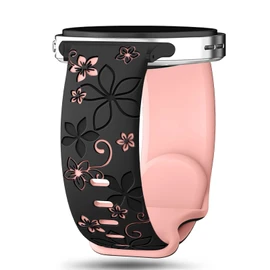GeeBerYo Two-Tone Flower Engraved Bands Compatible with Galaxy Watch 8 40mm/44mm/Classic 46mm 2025,Cute Soft Silicone Sport Galaxy 8 Strap for Men Women