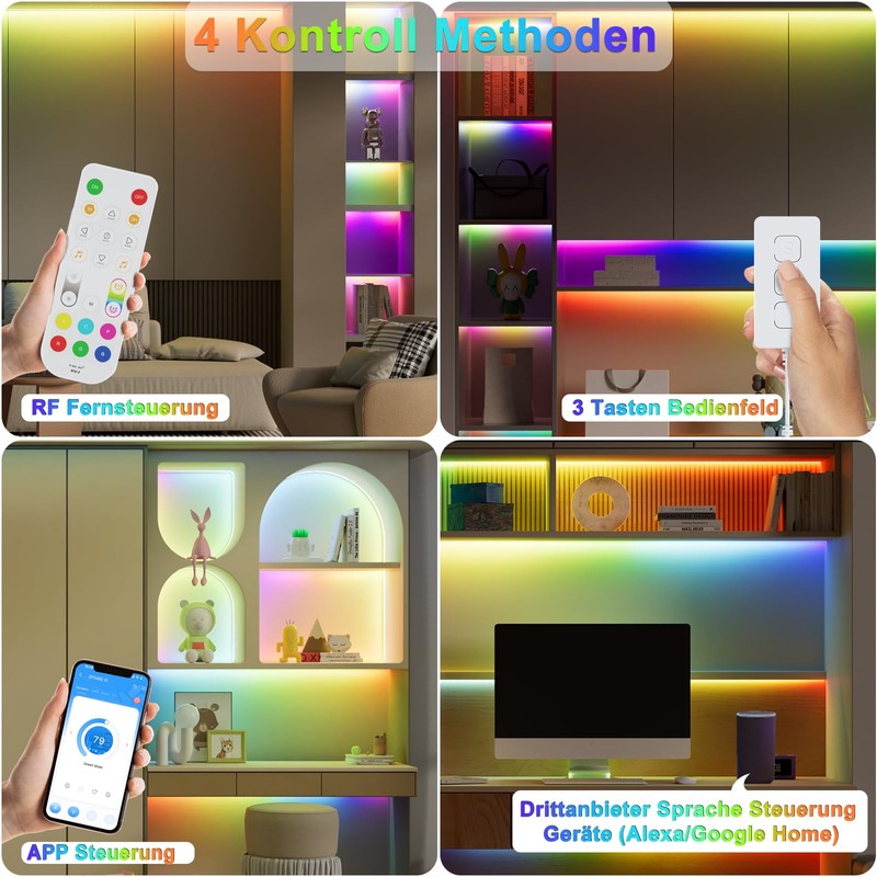 PAUTIX WiFi RGB Smart IC COB LED Strip Kit, 5