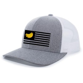 Trenz Shirt Company Mens Banana American Flag USA Mesh Back Trucker Hat-Heather Grey/White