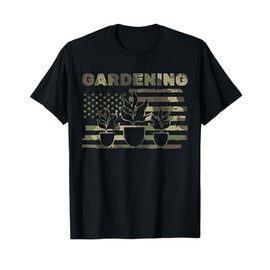 Gardening American Flag Camouflage Plants Gardener T-Shirt
