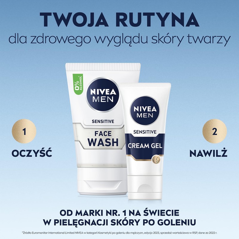NIVEA MEN Sensitive Creme-Gel für Gesicht und 3-Tage-Barn, 50 ml