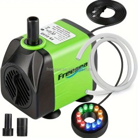 FREESEA Submersible Water Pump 10W 160GPH Adjustable Aquarium Pump With LED Light 3.3ft Tubing for Outdoor Pond Small Fish TankColor: Green
